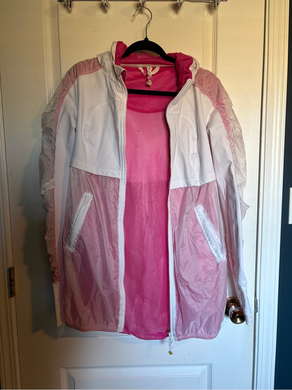 lululemon athletica Pink and White Lightweight Run/Wind Jacket
